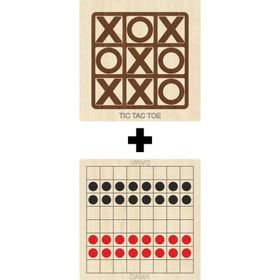 Ahtek ETİCSET214 Ahşap Dama ve Tic-Tac-Toe Akıl Zeka Strateji ve Beceri Oyunları Seti