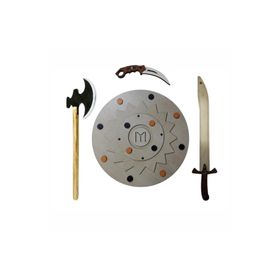 Ahtek ETİCSET22 4'lü Kalkan Balta Kılıç Karambit Ahşap Oyuncak Seti