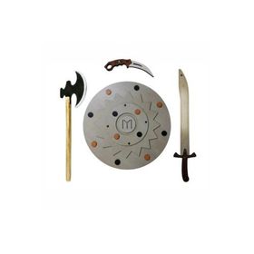 Ahtek ETİCSET22 4'lü Kalkan Balta Kılıç Karambit Ahşap Oyuncak Seti