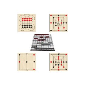 Ahtek ETİCSET26 5'li 3 Taş ve 9 Taş ve 12 Taş ve Surakarta ve Koridor Ahşap Zeka ve Strateji Oyun Seti