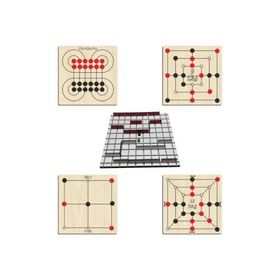 Ahtek ETİCSET26 5'li 3 Taş ve 9 Taş ve 12 Taş ve Surakarta ve Koridor Ahşap Zeka ve Strateji Oyun Seti