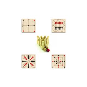 Ahtek ETİCSET297 5'li 3 Taş ve 9 Taş ve Bihar ve Surakarta ve Bowling Ahşap Zeka ve Strateji Oyun Seti