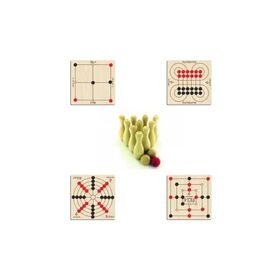 Ahtek ETİCSET297 5'li 3 Taş ve 9 Taş ve Bihar ve Surakarta ve Bowling Ahşap Zeka ve Strateji Oyun Seti