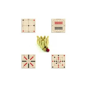 Ahtek ETİCSET297 5'li 3 Taş ve 9 Taş ve Bihar ve Surakarta ve Bowling Ahşap Zeka ve Strateji Oyun Seti