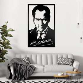 Ahwall Atatürk & İmzası Figürlü Dekoratif Ahşap Tablo