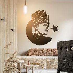 Ahwall Atatürk Ve Bayrak Figürlü Dekoratif Ahşap Tablo