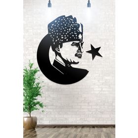 Ahwall Atatürk Ve Bayrak Figürlü Dekoratif Ahşap Tablo