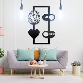 Ahwall Beyin & Kalp, On/Off Figürlü Dekoratif Ahşap Tablo