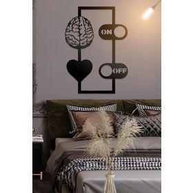 Ahwall Beyin & Kalp, On/Off Figürlü Dekoratif Ahşap Tablo