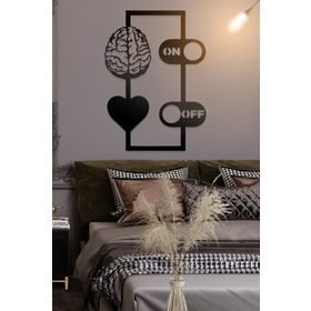 Ahwall Beyin & Kalp, On/Off Figürlü Dekoratif Ahşap Tablo