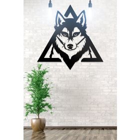 Ahwall Bozkurt Ve Üçgen Figürlü Dekoratif Ahşap Tablo