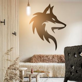 Ahwall Yalnız Kurt Figürlü Dekoratif Ahşap Tablo