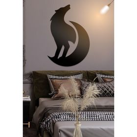 Ahwall Yarım Ay Ve Kurt Figürlü Dekoratif Ahşap Tablo