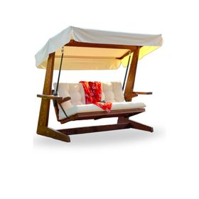 Aida Swings 2200 Viva Ahşap 3 Kişilik Krem Bahçe ve Balkon Salıncağı