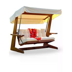 Aida Swings 2200 Viva Ahşap 3 Kişilik Krem Bahçe ve Balkon Salıncağı