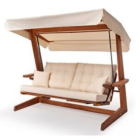 Aida Swings Sia 2400 Iroko Üç Kişilik Krem Ahşap Bahçe Salıncağı