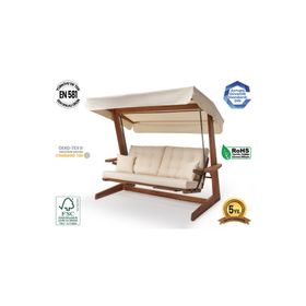 Aida Swings Sia 2400 Iroko Üç Kişilik Krem Ahşap Bahçe Salıncağı