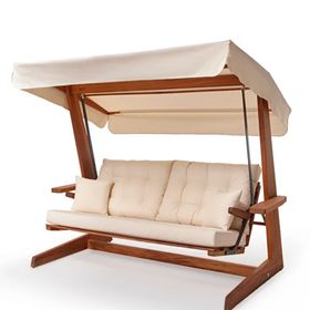 Aida Swings Sia 2400 Iroko Üç Kişilik Krem Ahşap Bahçe Salıncağı