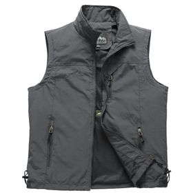AIEOE Koyu Gri Yazlık Çok Cepli Hafif Nefes Alır Kolsuz Regatta Erkek Outdoor Yelek