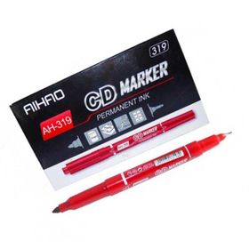 Aihao AH-319 Çift Taraflı Kırmızı 12'li Paket Permanent CD Kalemi