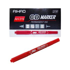 Aihao AH-319 Çift Taraflı Kırmızı 12'li Paket Permanent CD Kalemi