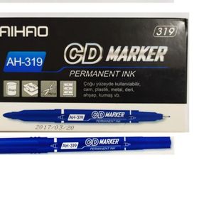 Aihao AH-319 Çift Taraflı Mavi 12'li Paket Permanent CD Kalemi