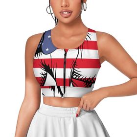 AILLOSA Activewear 3D Baskılı Desen FLAG-01 Askılı Kadın Atlet