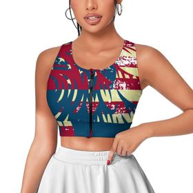 AILLOSA Activewear 3D Baskılı Desen FLAG-09 Askılı Kadın Atlet