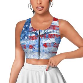 AILLOSA Activewear 3D Baskılı Desen Flag-10 Askılı Kadın Atlet