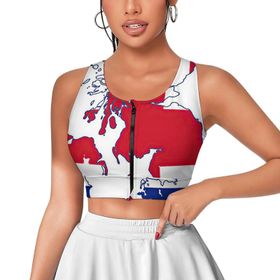 AILLOSA Activewear 3D Baskılı Desen FLAG-102 Askılı Kadın Atlet