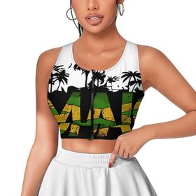 AILLOSA Activewear 3D Baskılı Desen FLAG-104 Askılı Kadın Atlet
