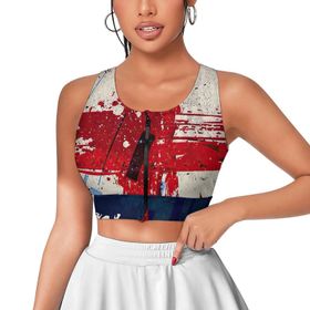 AILLOSA Activewear 3D Baskılı Desen FLAG-112 Askılı Kadın Atlet