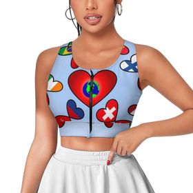AILLOSA Activewear 3D Baskılı Desen FLAG-16 Askılı Kadın Atlet