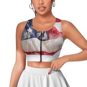 AILLOSA Activewear 3D Baskılı Desen FLAG-166 Askılı Kadın Atlet