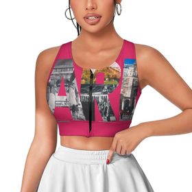 AILLOSA Activewear 3D Baskılı Desen FLAG-193 Askılı Kadın Atlet