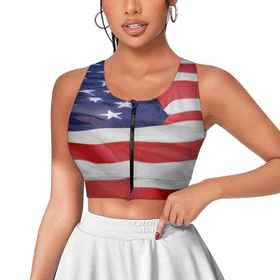 AILLOSA Activewear 3D Baskılı Desen FLAG-23 Askılı Kadın Atlet
