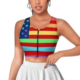 AILLOSA Activewear 3D Baskılı Desen FLAG-31 Askılı Kadın Atlet