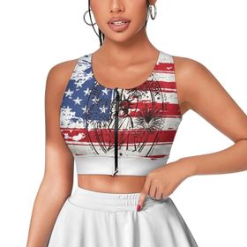 AILLOSA Activewear 3D Baskılı Desen FLAG-38 Askılı Kadın Atlet
