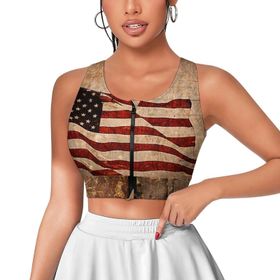 AILLOSA Activewear 3D Baskılı Desen FLAG-42 Askılı Kadın Atlet