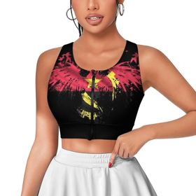 AILLOSA Activewear 3D Baskılı Desen FLAG-51 Askılı Kadın Atlet