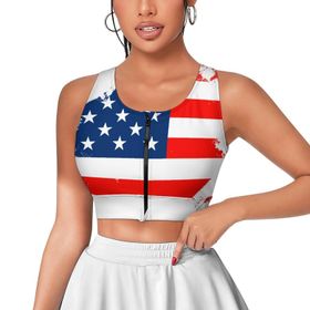 AILLOSA Activewear 3D Baskılı Desen FLAG-52 Askılı Kadın Atlet