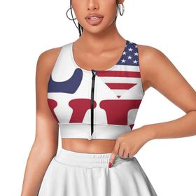 AILLOSA Activewear 3D Baskılı Desen FLAG-58 Askılı Kadın Atlet