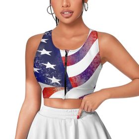 AILLOSA Activewear 3D Baskılı Desen FLAG-66 Askılı Kadın Atlet