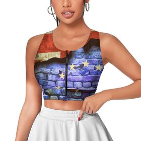 AILLOSA Activewear 3D Baskılı Desen Flag-68 Kadın Atlet