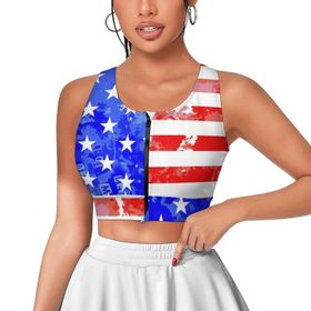 AILLOSA Activewear 3D Baskılı Desen FLAG-81 Askılı Kadın Atlet