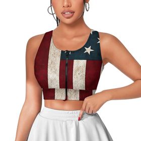 AILLOSA Activewear 3D Baskılı Desen FLAG-82 Askılı Kadın Atlet