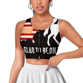 AILLOSA Activewear 3D Baskılı Desen FLAG-88 Askılı Kadın Atlet