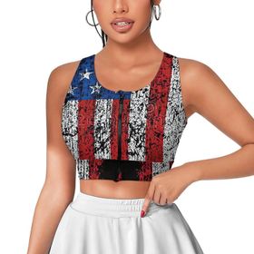 AILLOSA Activewear 3D Baskılı Desen FLAG-97 Askılı Kadın Atlet