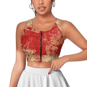 AILLOSA Activewear 3D Baskılı Desen FLAG-99 Askılı Kadın Atlet
