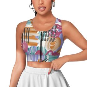 AILLOSA Activewear 3D Baskılı Desen YH-305 Askılı Kadın Atlet